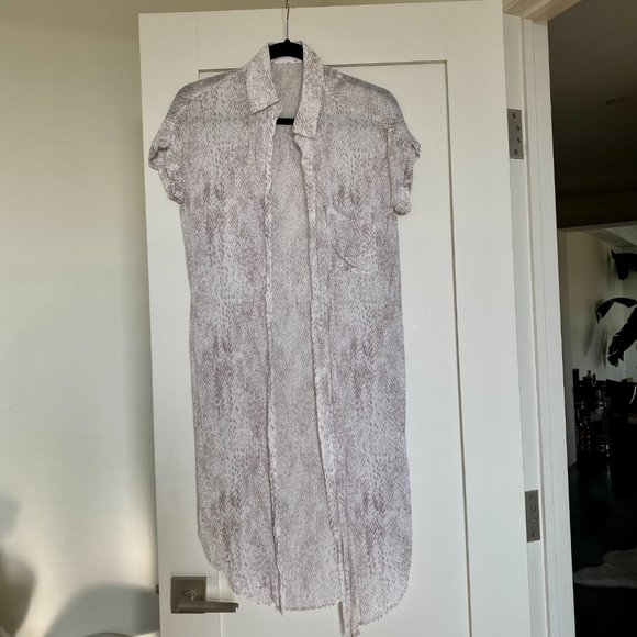Gentlefawn White Short Sleeve Long Button Down/Coverup - Picture 4 of 5